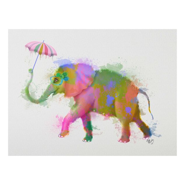Glasschilderijen Rainbow Splash Elephant