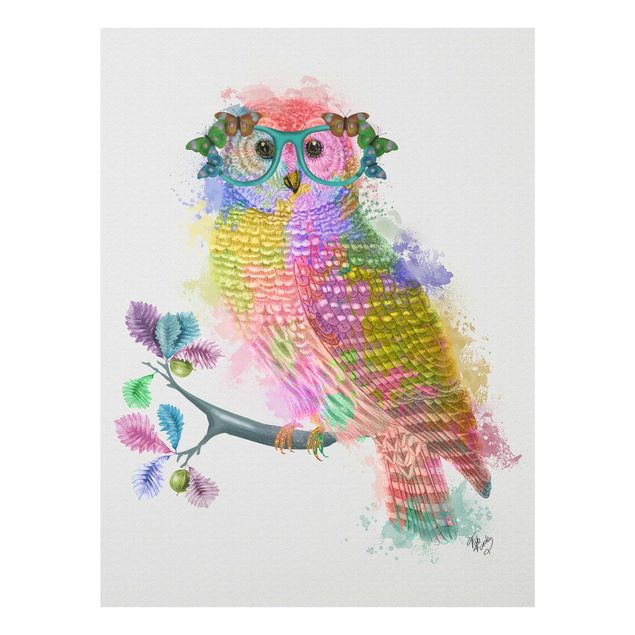 Glasschilderijen Rainbow Splash Owl