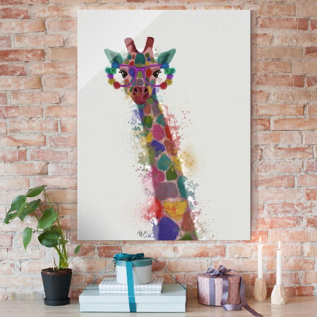 Magnettafel Glas Rainbow Splash Giraffe