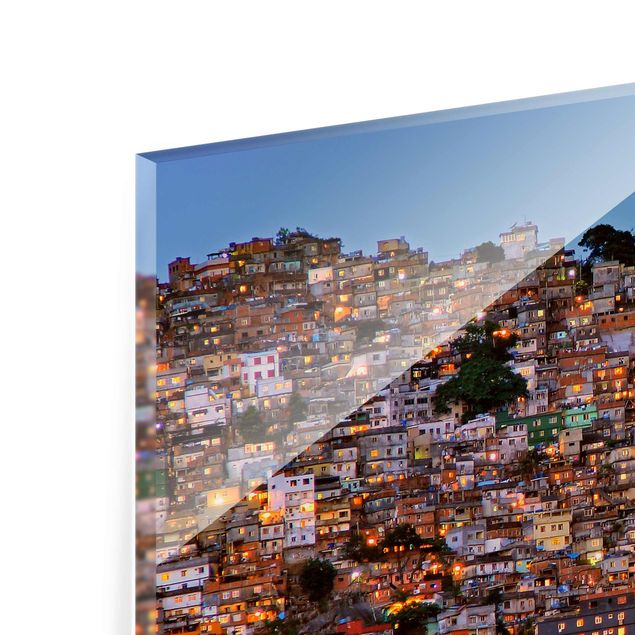 Glasschilderijen Rio De Janeiro Favela Sunset