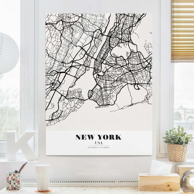 Glas Magnetboard New York City Map - Classic