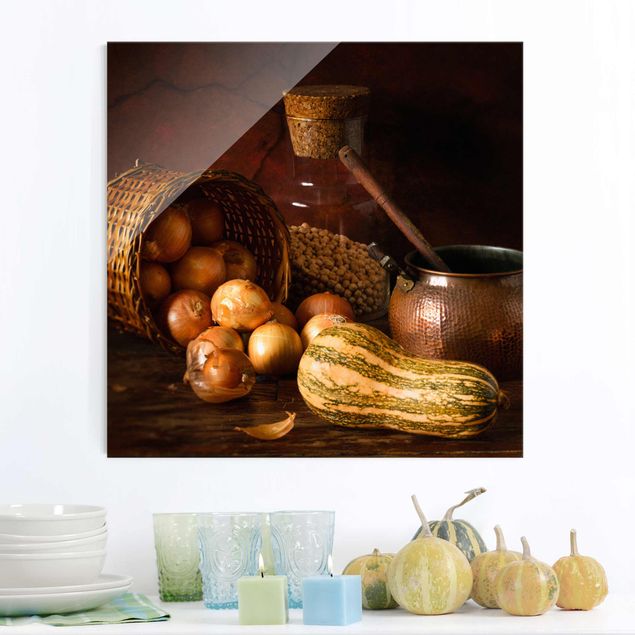 Glasschilderijen Still Life With Onions
