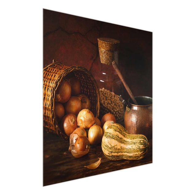 Glasschilderijen Still Life With Onions