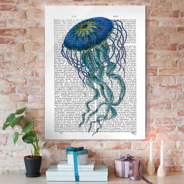Glas Magnettafel Animal Reading - Jellyfish