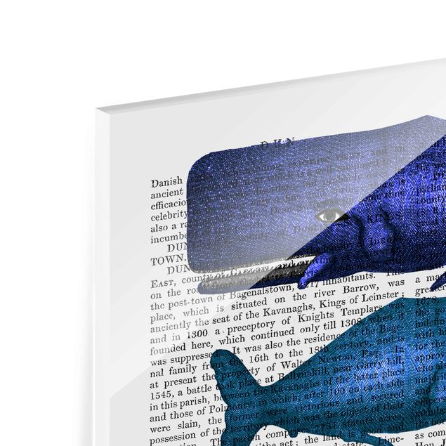 Glasschilderijen Animal Reading - Whale Family