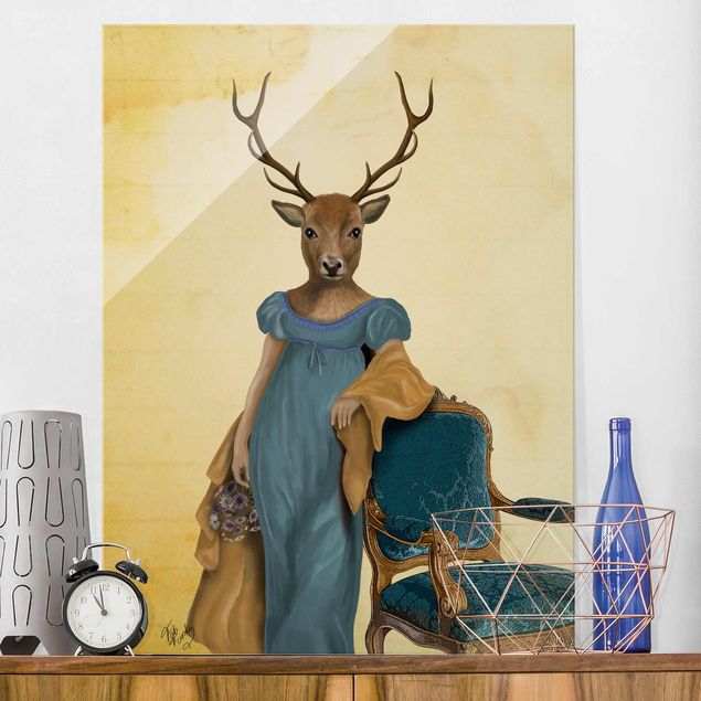 Glas Magnettafel Animal Portrait - Deer Lady