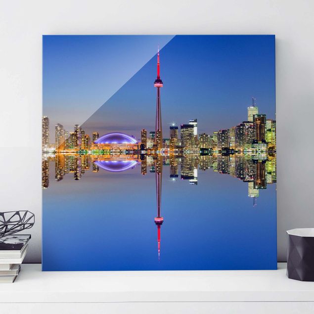 Glas Magnettafel Toronto City Skyline Before Lake Ontario