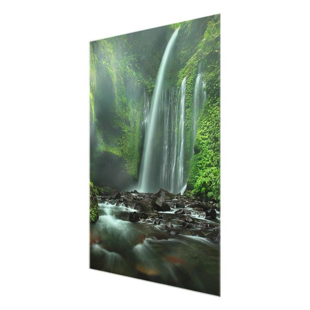 Glasschilderijen Tropical Waterfall