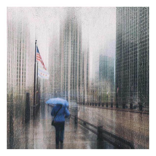 Glasschilderijen Rainy Chicago