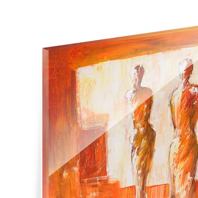 Glasschilderijen Petra Schüßler - Four Figures In Orange