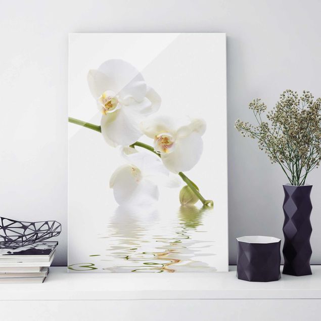 Glas Magnettafel White Orchid Waters