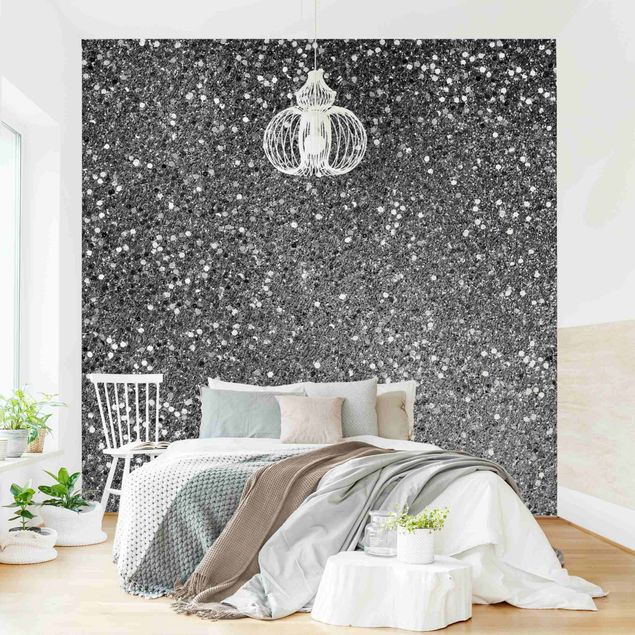 Patroonbehang Glitter Confetti In Black And White