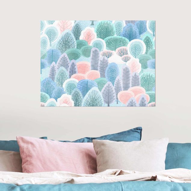 Glas Magnetboard happy Forest In Pastel