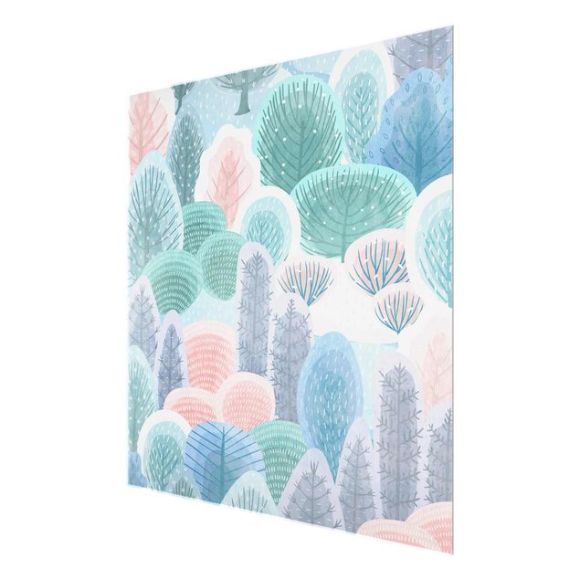 Glasschilderijen happy Forest In Pastel