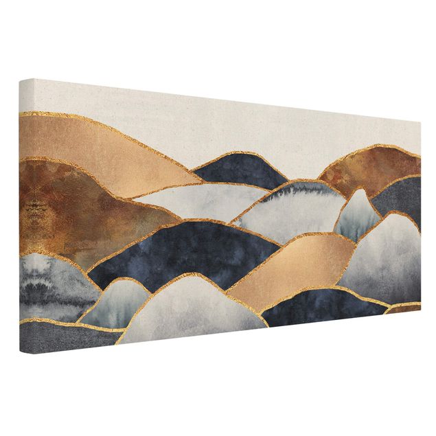 Natuurlijk canvas schilderijen Golden Mountains Watercolour