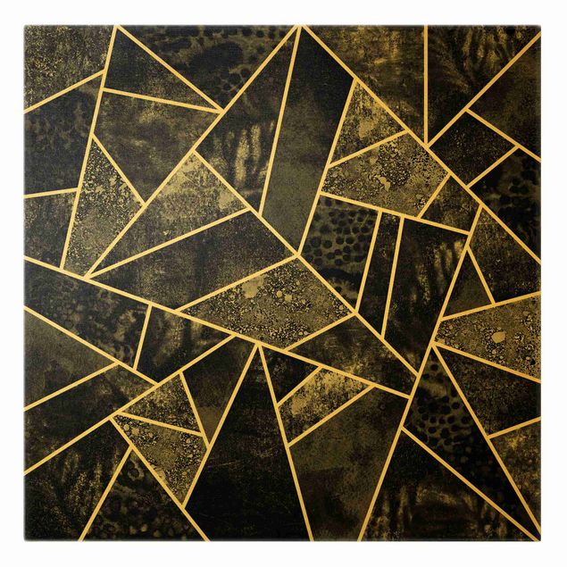 Canvas schilderijen Grey Triangles Gold