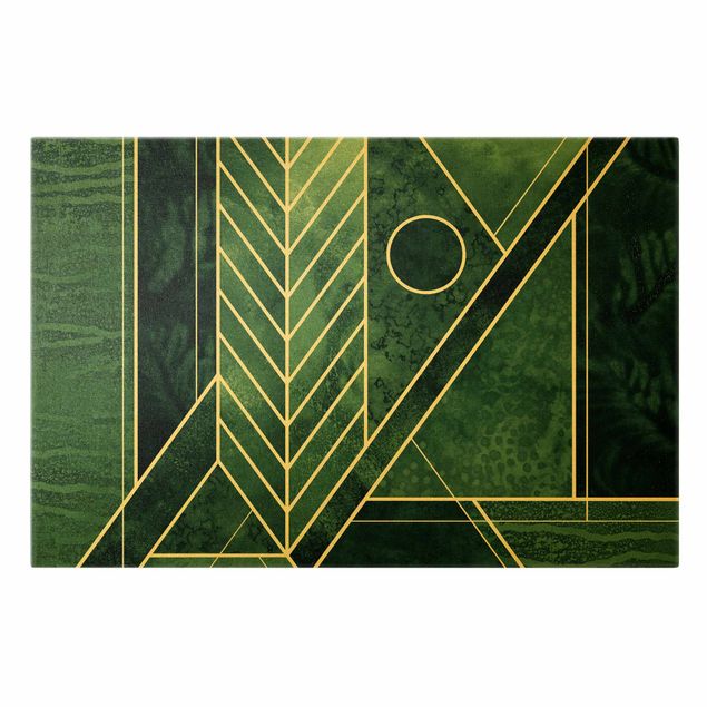Canvas schilderijen Geometric Shapes Emerald Gold