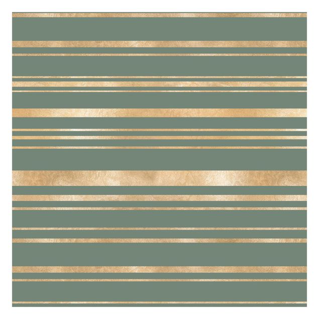 Patroonbehang Golden Stripes Green Backdrop