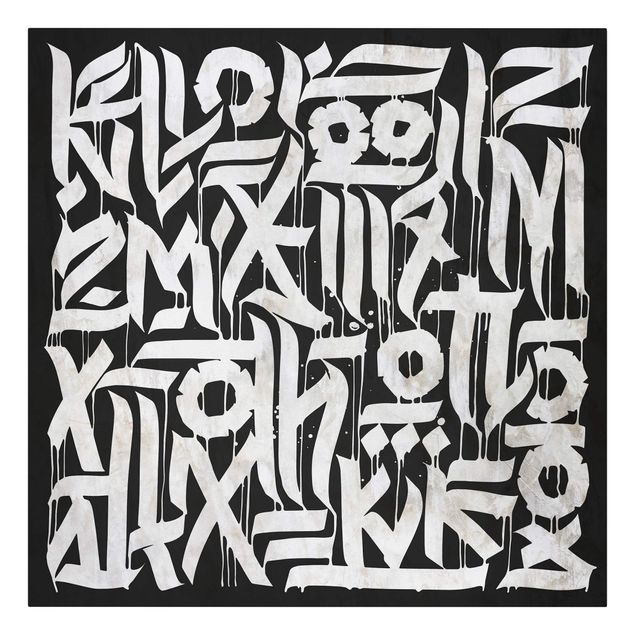 Leinwandbild - Graffiti Art Calligraphy Schwarz - Quadrat - 1:1