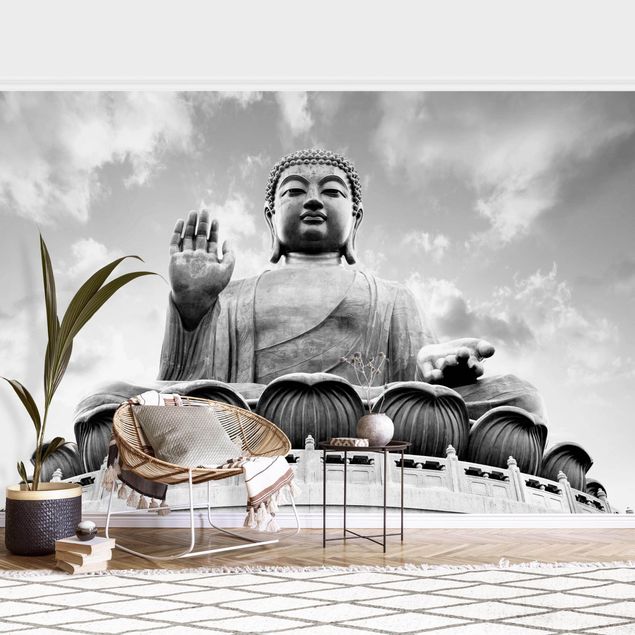 Fotobehang Big Buddha Black And White