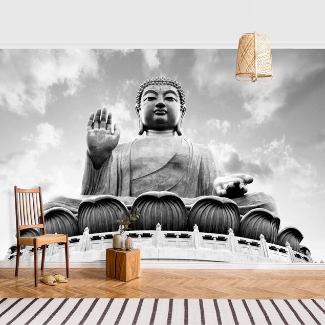 Fotobehang Big Buddha Black And White