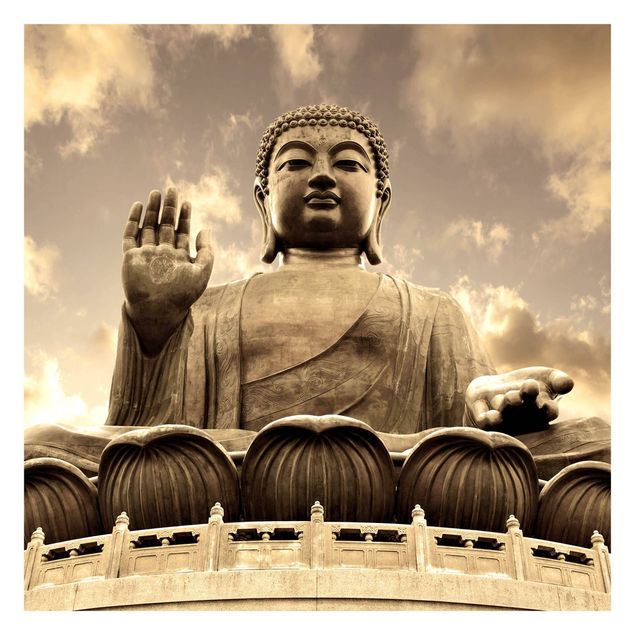 Fotobehang Big Buddha Sepia