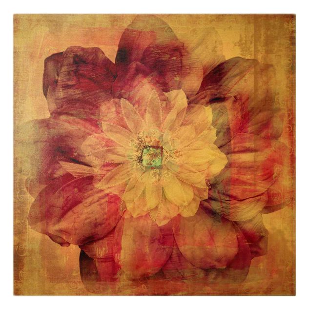 Canvas schilderijen Grunge Flower