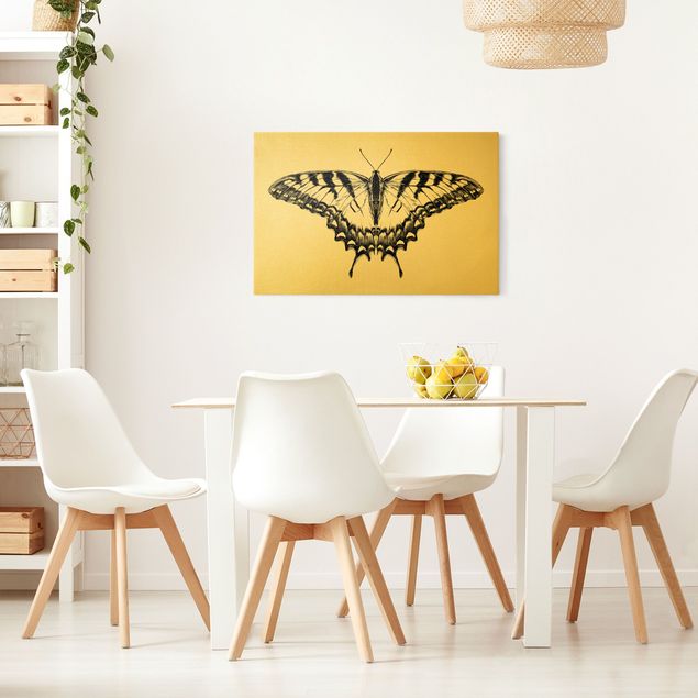 Canvas schilderijen - Illustration Flying Tiger Swallowtail Black