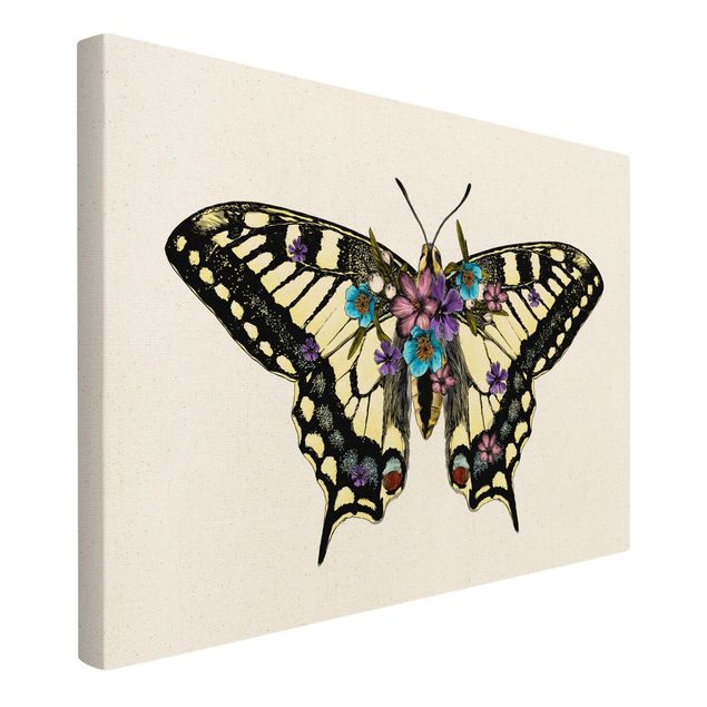 Natuurlijk canvas schilderijen Illustration Floral Swallowtail
