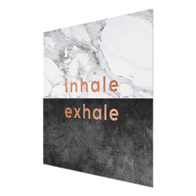 Glasschilderijen Inhale Exhale Copper And Marble