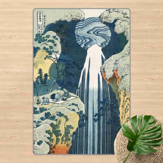 blauw tapijt Katsushika Hokusai – The Waterfall Of Amida