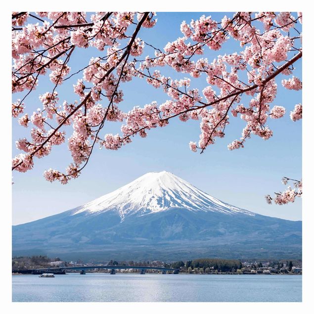 Fotobehang Cherry Blossoms With Mt. Fuji