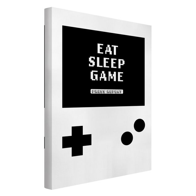 Leinwandbild - Klassik Konsole Eat Sleep Game Press Repeat - Hochformat - 2:3