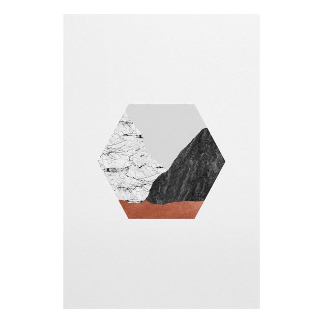 Glasschilderijen Copper Mountains Hexagonal Geometry