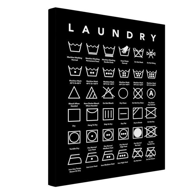 Canvas schilderijen Laundry Symbols Black And White
