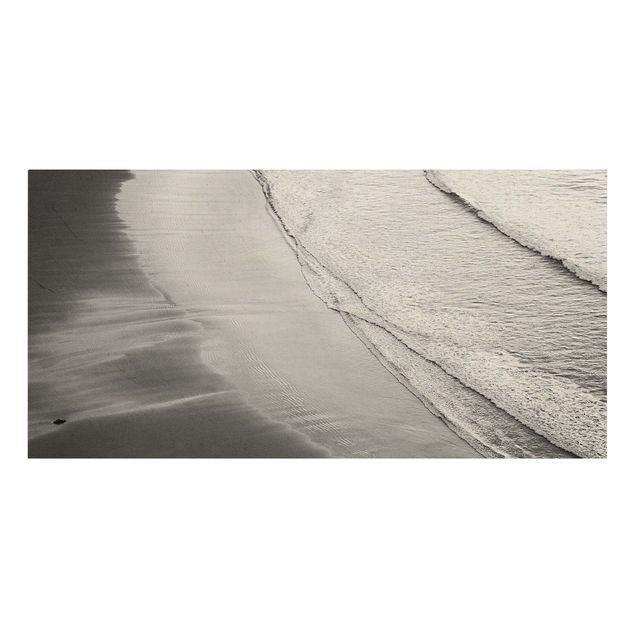 Natuurlijk canvas schilderijen Soft Waves On The Beach Black And White
