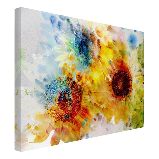 Canvas schilderijen Watercolour Flowers Sunflowers
