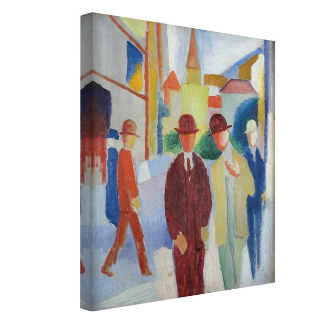 Canvas schilderijen August Macke - Bright Street with People