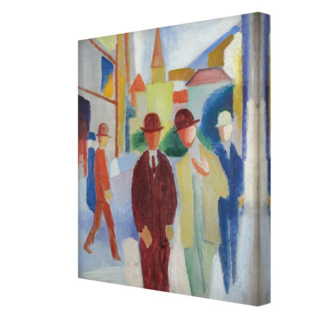 Canvas schilderijen August Macke - Bright Street with People