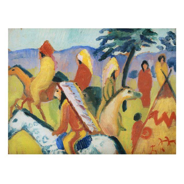 Canvas schilderijen August Macke - Riding Indians