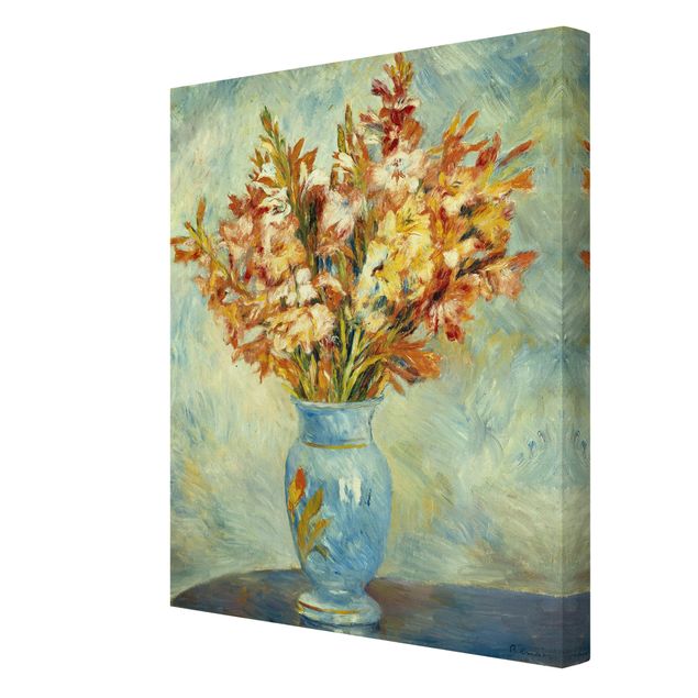 Canvas schilderijen Auguste Renoir - Gladiolas in a Blue Vase