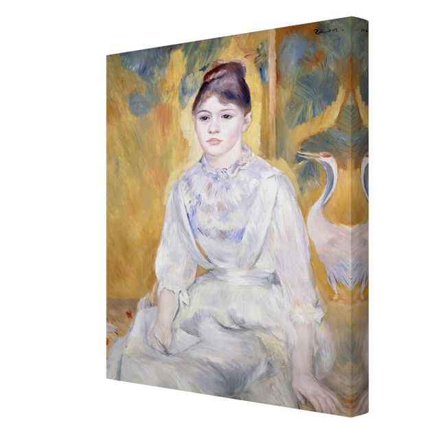 Canvas schilderijen Auguste Renoir - Young girl with a swan