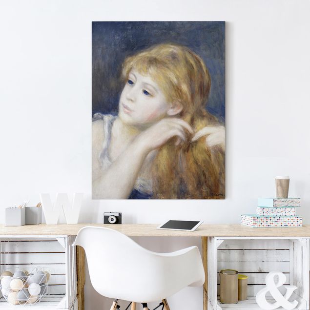 Canvas schilderijen Auguste Renoir - Head of a Young Woman