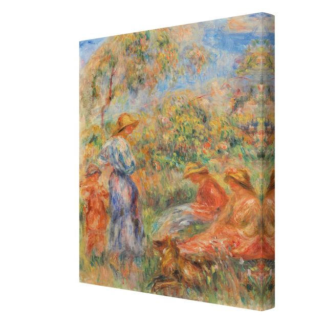Canvas schilderijen Auguste Renoir - Three Women and Child in a Landscape