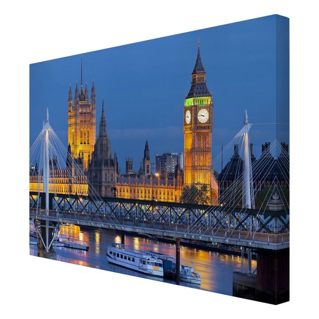 Canvas schilderijen Big Ben And Westminster Palace In London At Night