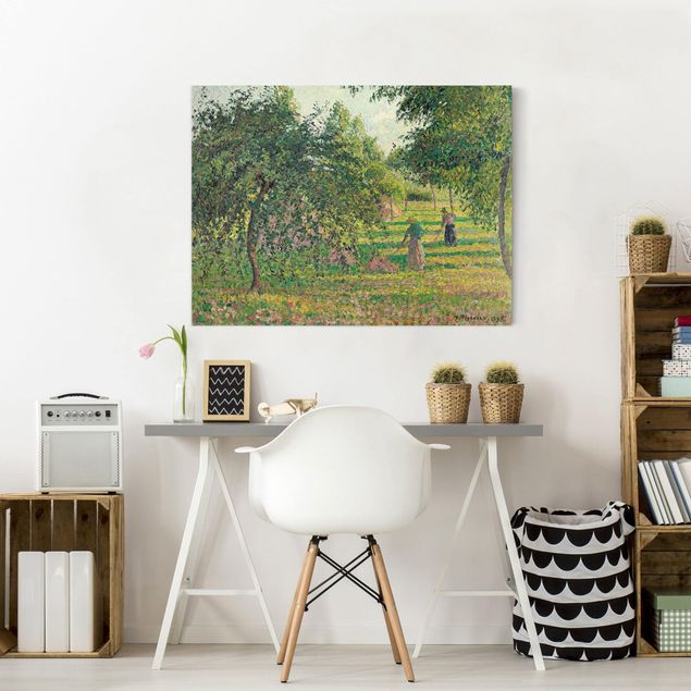 Canvas schilderijen Camille Pissarro - Apple Trees And Tedders, Eragny