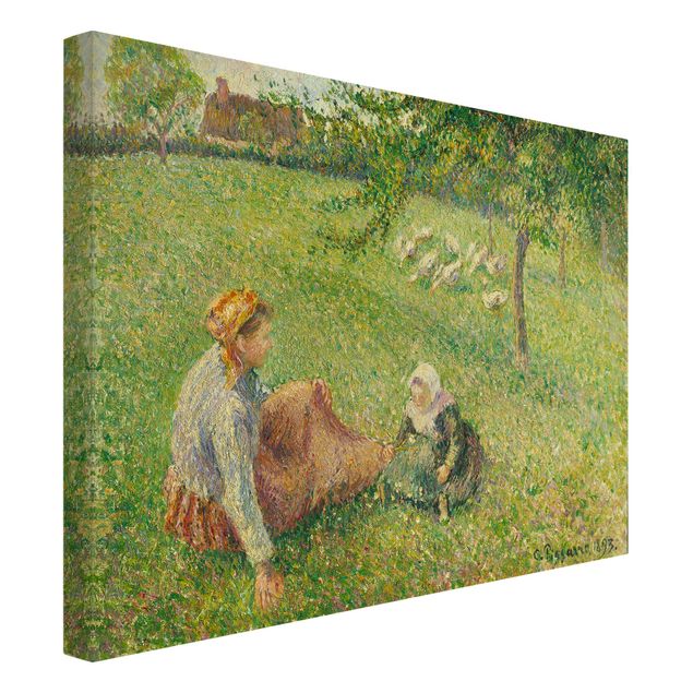 Canvas schilderijen Camille Pissarro - The Geese Pasture