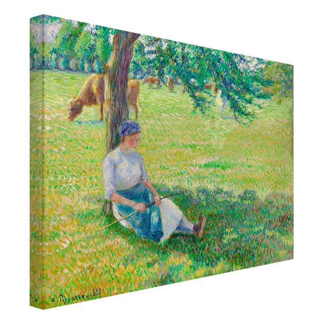Canvas schilderijen Camille Pissarro - Cowgirl, Eragny
