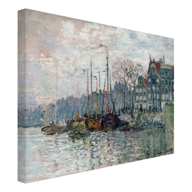 Canvas schilderijen Claude Monet - View Of The Prins Hendrikkade And The Kromme Waal In Amsterdam