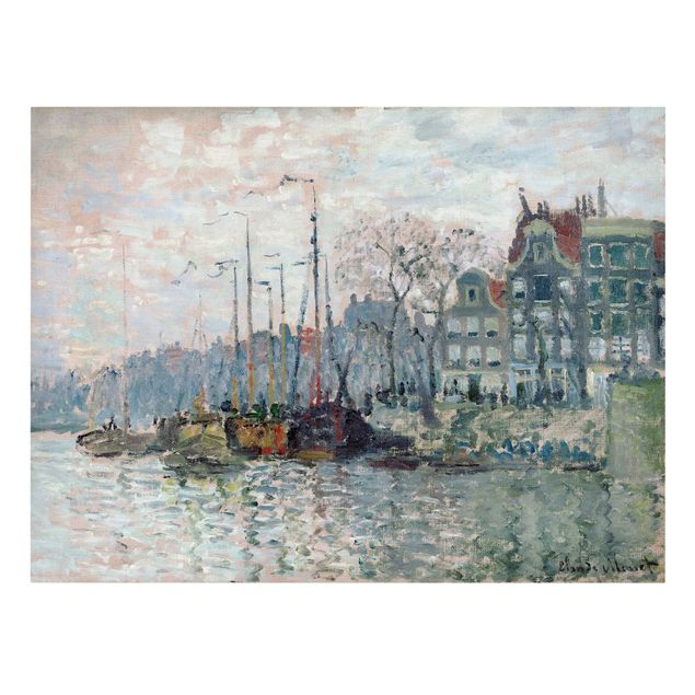 Canvas schilderijen Claude Monet - View Of The Prins Hendrikkade And The Kromme Waal In Amsterdam